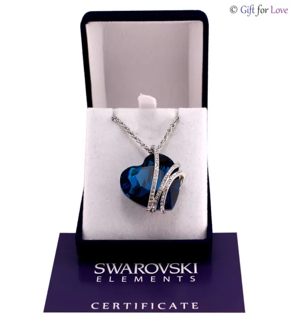 Collana oro bianco Swarovski Elements originale G4Love cristallo cuore blu donna