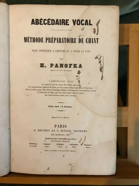 Panofka Abécédaire vocal éditions Brandus / Hubert solfège transposition volume