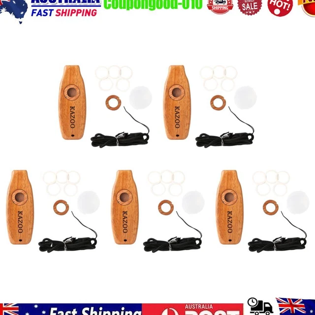 5Pcs Kazoo Flute Lightweight Kazoo Wooden Flute for Kid Beginner Gift (Oval)