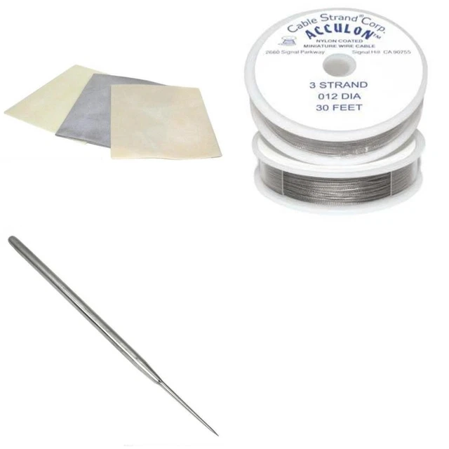 3 Bead Stringing Mats Jewelers Beading Awl & Acculon Beading Wire 30 Feet