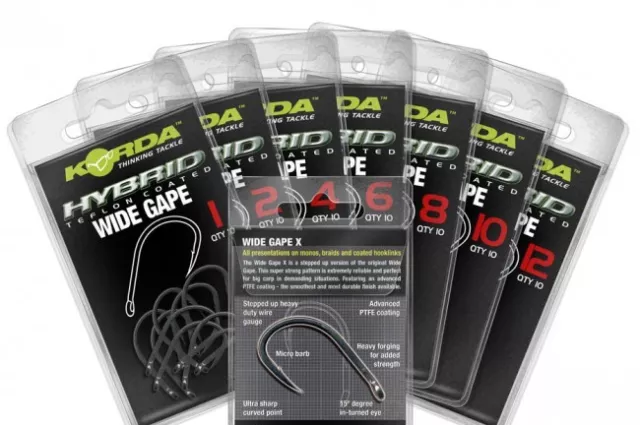 KORDA New Wide Gape Carp Fishing Hooks - Barbed - ALL SIZES