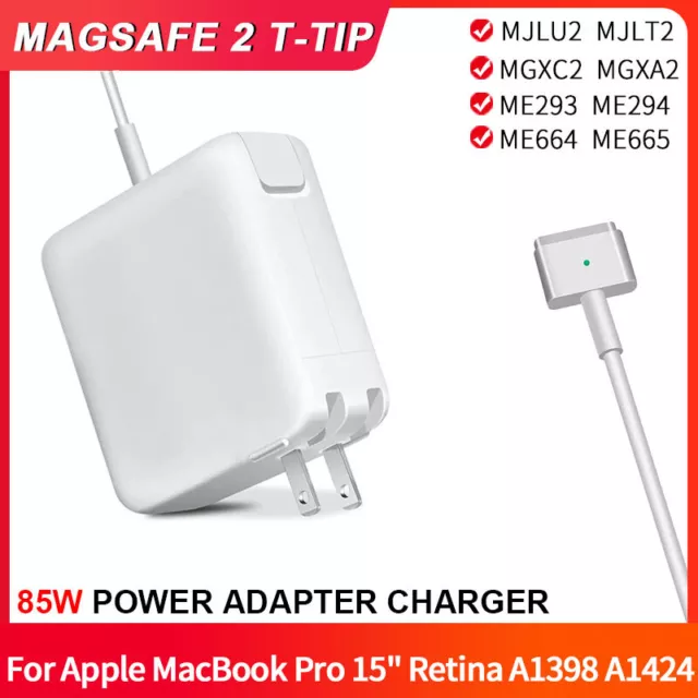 85W AC Adapter Charger Power Cord Supply for Apple MacBook Pro 15" T-tip A1398