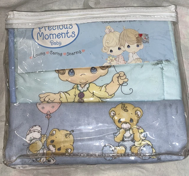Vintage Precious Moments Nursery Accessories 3-Piece Set NOS Blanket Dust Ruffle