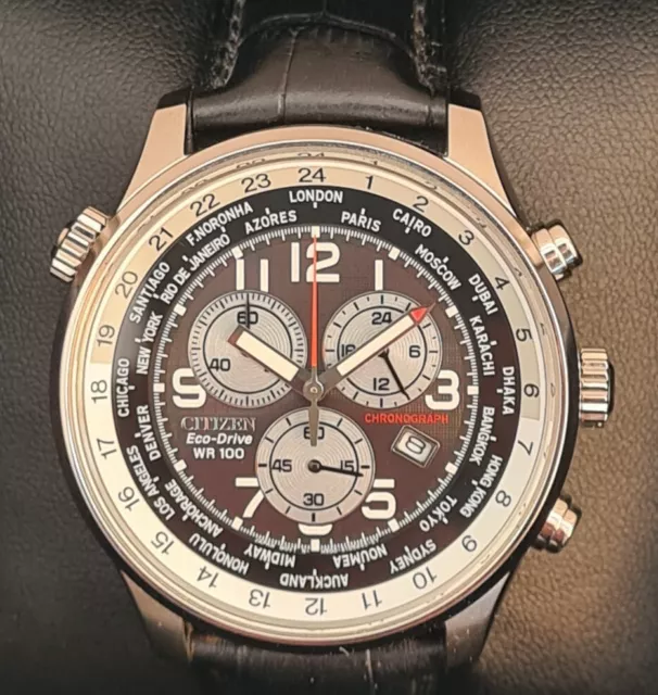 CITIZEN ECO DRIVE CHRONOGRAPH wr 100m AT0361 06E Men s Watch Calibre H500 109.00 PicClick UK