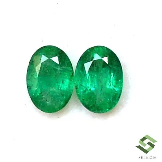 7x5MM Certificado Esmeralda Natural Corte Ovalado Par 1.48 Cts sin Tratar Loose