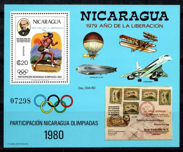 Nicaragua 1980 Mi. Bl.111 Block 100% Flugpost Postfrisch 20 Schnur,R. Hill