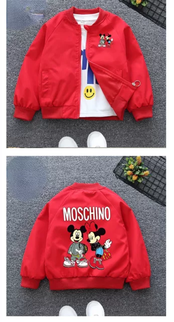 Mickey & Minnie Otoño Niños Niñas Uniforme de Béisbol Top Chaqueta Rompevientos 2