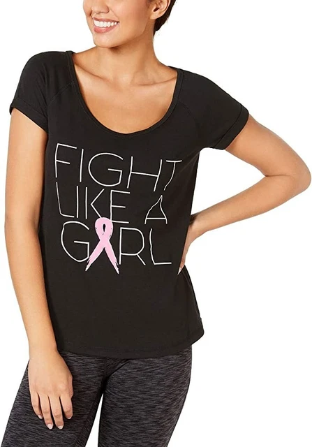 Ideology Breast Cancer Ribbon Fight Like a Girl Athletic T-Shirt (Noir, Medium)