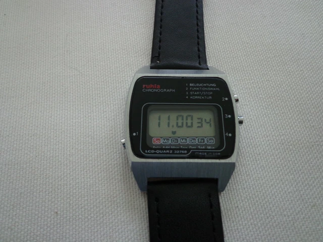  Ruhla Ddr Lcd Chronograph Quarz Uhr Kaliber 22-01 Ungetragen 
