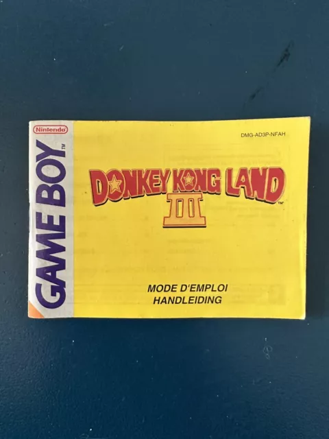Notice Donkey Kong Land III 3 FAH Nintendo Game Boy - DMG-AD3P-NFAH