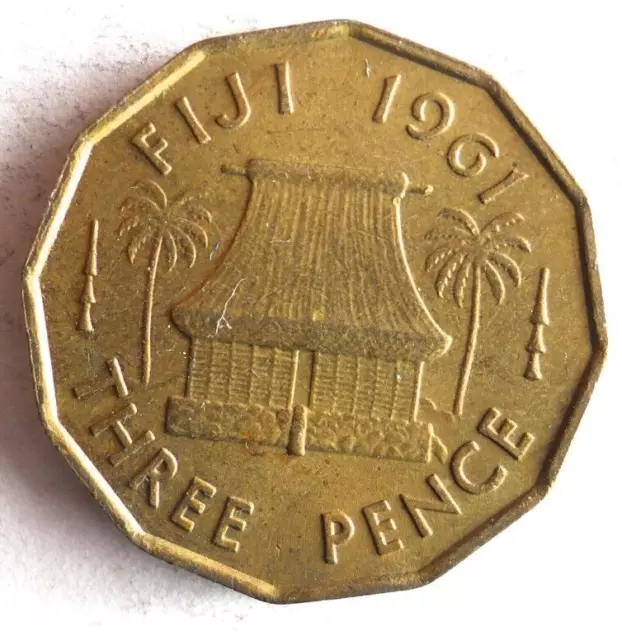1961 FIJI 3 PENCE - Excellent Coin - FREE SHIP - Bin #80
