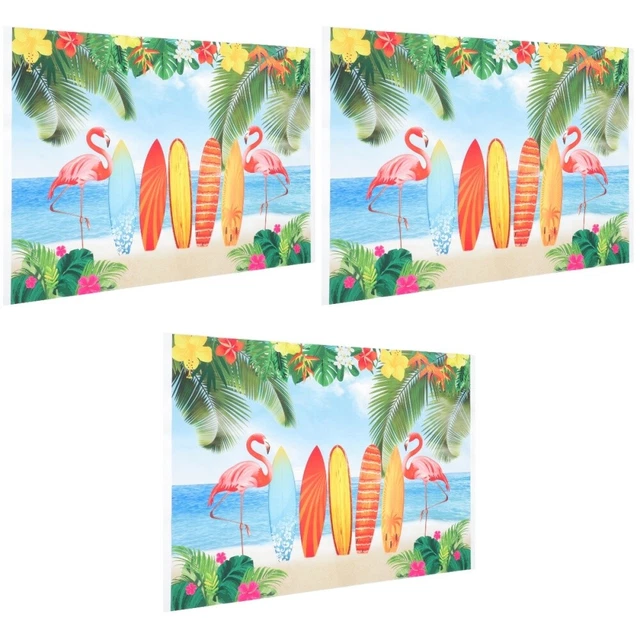 3pcs Hawaii Surfboard Backdrop Summer Beach Party Surfboard Background Hawaiian