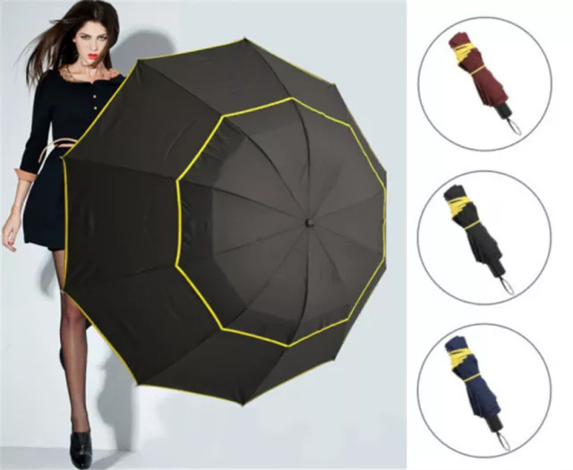 27" Extra Oversize Large Compact Golf Umbrella Double Canopy Vented Windproof UK