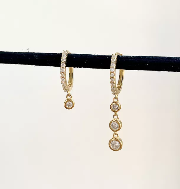 CELING 18K Gold Plated S925 Silver Earrings Asymmetric Dangling Hoop Earrings