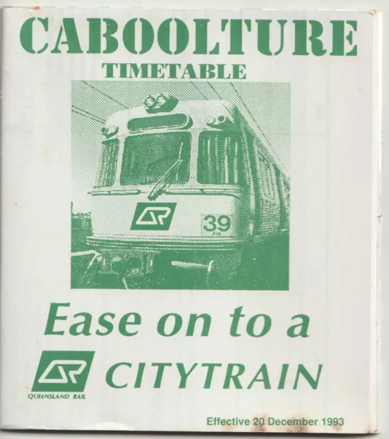 Vintage 1993 Caboolture Brisbane City Line Qld Railways Paper Train Timetable!!!