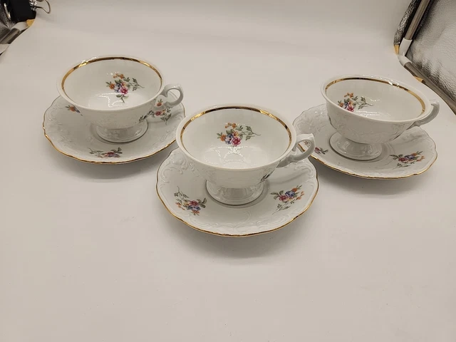 VTG WAWEL China Poland Porcelain WAV Cup Saucer Pink Blue Rose