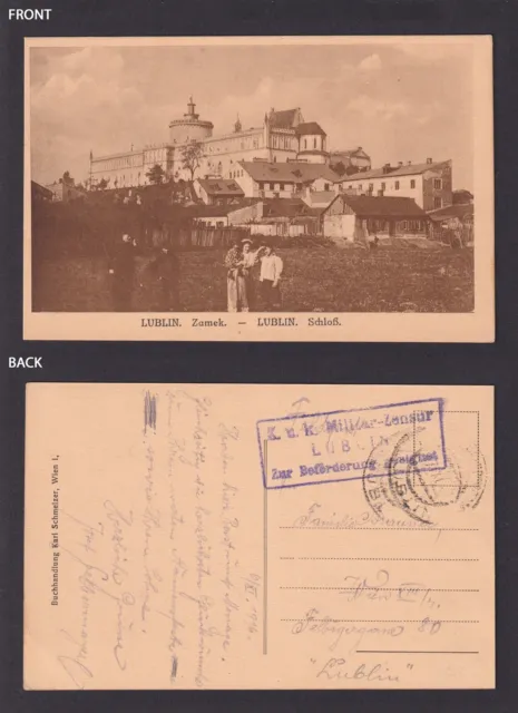 POLAND 1916, Field postcard censored, Lublin the Castle, Posted