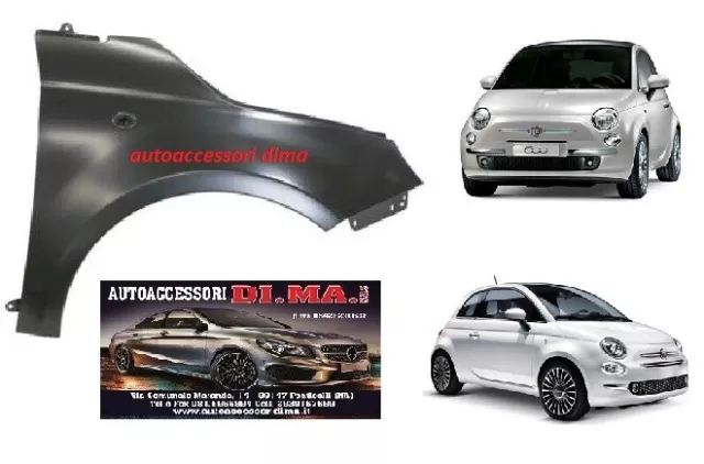 PARAFANGO ANTERIORE DX FIAT 500 DAL 2007 e 2015  IN POI NUOVO  spedizione gratis