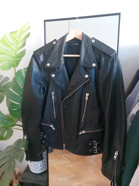 THE KOOPLES MENS Leather Black Jacket Biker Ysl M Medium Cropped $117. ...