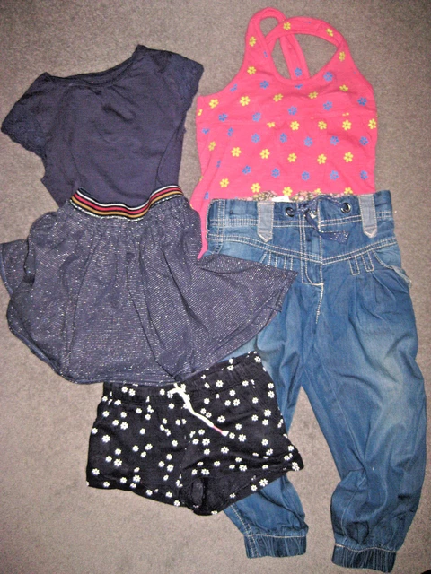 LOT Bundle 5 GIRLS Summer HOLIDAY NEXT JEANS TRESPASS TOPS SKIRT SHORTS 4-6 Yrs