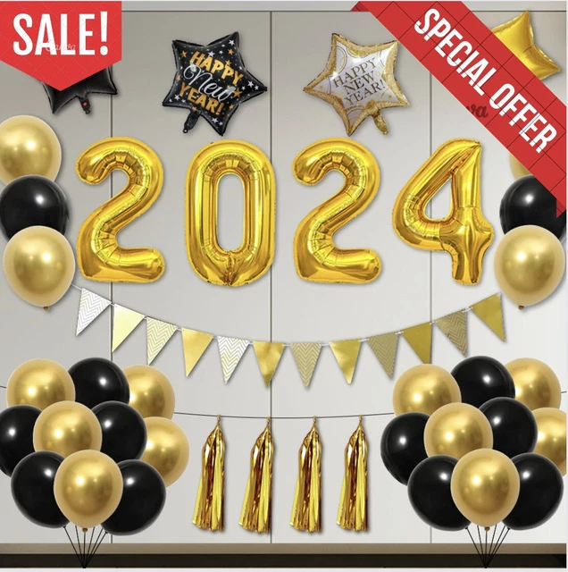 NEW YEAR 2024 Arch Garland Balloon Gold Arch Kit NEW YEAR EVE PARTY