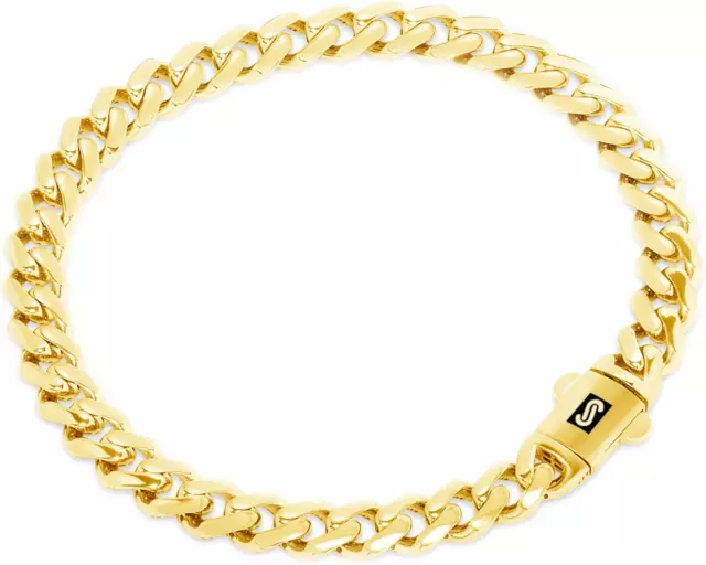 14K Yellow Gold 5Mm Royal Monaco Miami Cuban Link Chain Bracelet, Mens Womens Fa