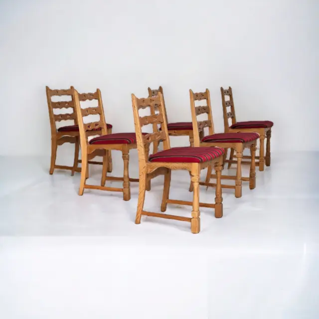 1970s, set 6 pcs of Danish dinning chairs, original good condition, oak.