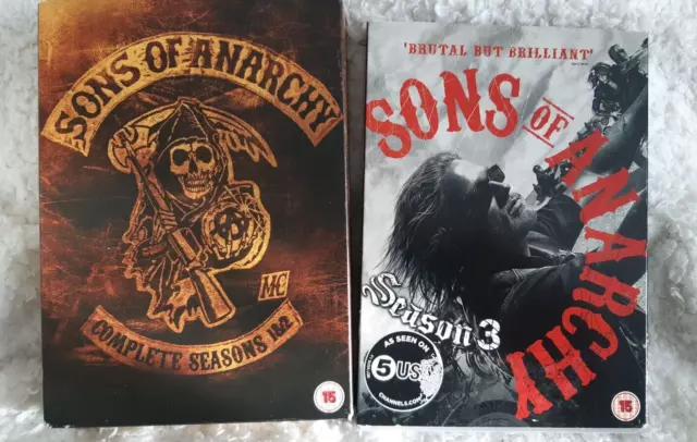 Sons of Anarchy (with Charlie Hunnam): Complete Seasons 1 - 2 & 3 DVDs  Cert 15