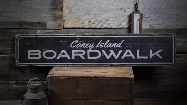 Coney Island Boardwalk, Custom for - Rustic Distressed Wood Sign