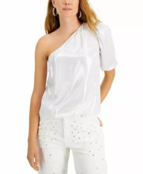 MSRP $70 Inc International Concepts Asymmetrical Top Silver Size Large