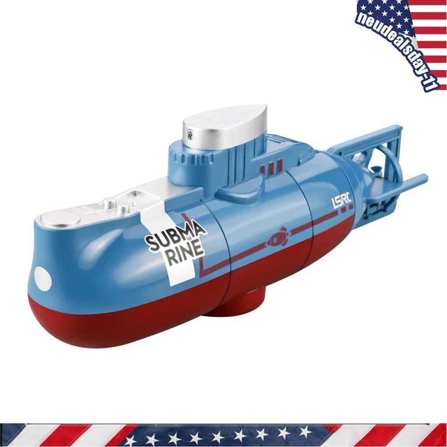 Mini RC Submarine 6CH Radio Control Submarine for Aquarium Kids Toy (Blue)