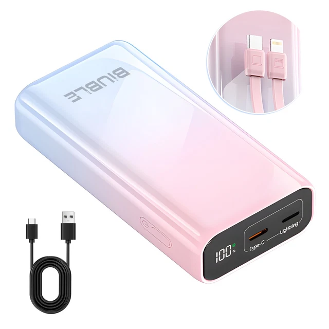 Power Bank 9000000mAh USB-C Portatile Con Cavo - Ricarica Rapida Per IPhone, Samsung, Huawei - UK