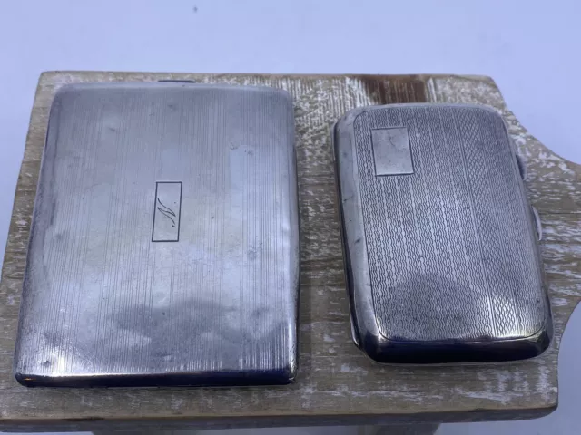 2 Antique Victorian Edwardian Sterling Silver Card Cigarette Cases Samuel Levi