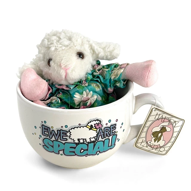 Vtg "Ewe Are Special!" Coffee Mug Sheep Lamp Plush Doll Easter Gift 2000 2002