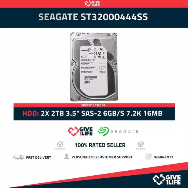 LOT 2x Seagate ST32000444SS 2To HDD 3.5" SAS-2 6GB/S 7.2K 16MB - SERVEURS ...