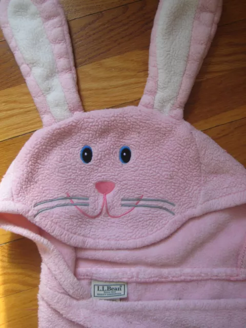 L L Bean fleece hooded pink BUNNY BLANKET kid baby robe rabbit easter hoodie ll