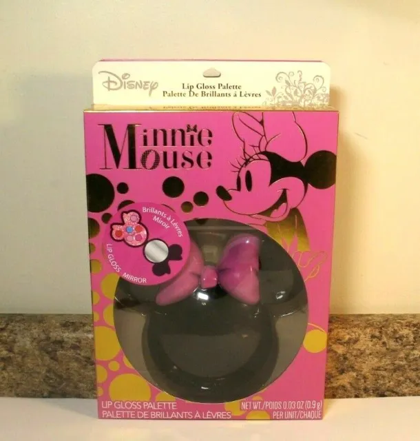 Disney Minnie Mouse Lip Gloss Pallette 6 Lip Glosses In Mirror Case NEW