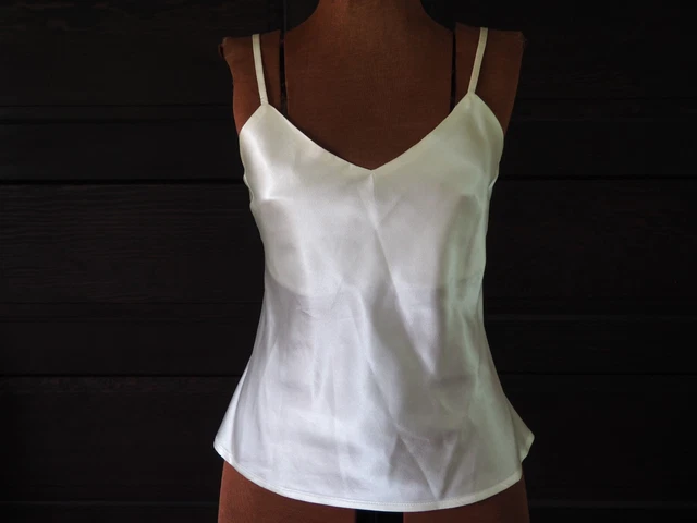 VTG 60s 70s You Babes Ivory Satin Summer Club Festival Party Tank Top Cami Sz M