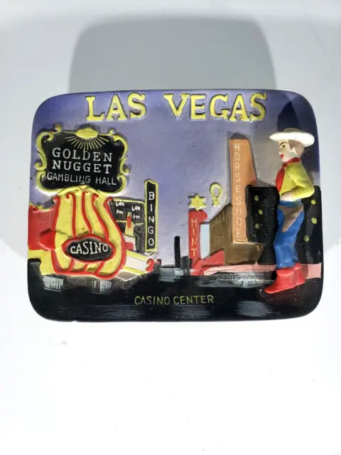 Vintage Golden Nugget Ceramic Plaque / 3 D Ashtray ,  Las Vegas Casino Center