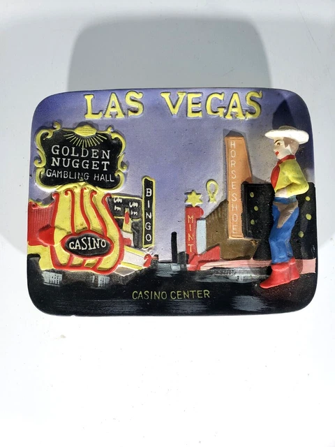 Vintage Golden Nugget Ceramic Plaque / 3 D Ashtray ,  Las Vegas Casino Center