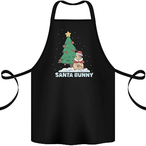 Funny Christmas Santa Bunny Cotton Apron 100% Organic