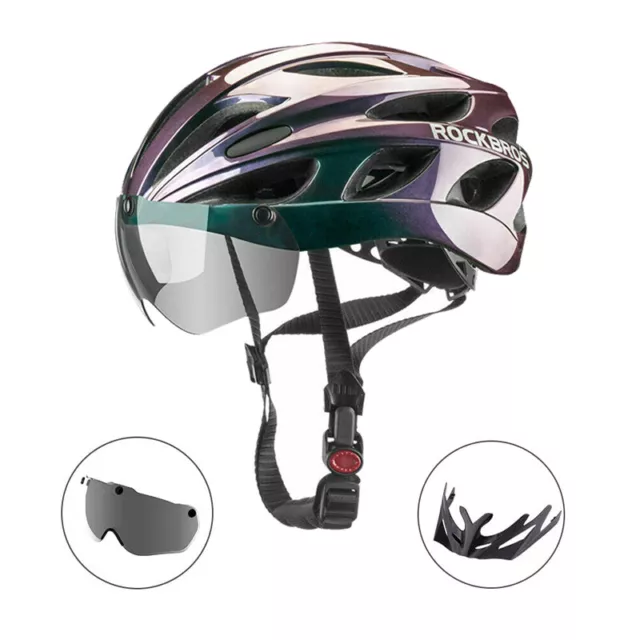 ROCKBROS Fahrradhelm Mit Visler Schutzbrille Radhelm MTB Helm Damen Herren Neu