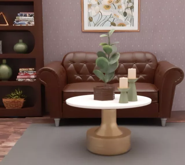 ⚪ modern COFFEE TABLE living room FURNITURE dream house DIORAMA 1/6 for BARBIE