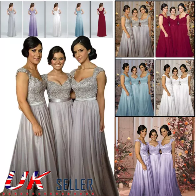 Long Chiffon Evening Wedding Party Ball Gown Formal Bridesmaid Prom Dresses -UK