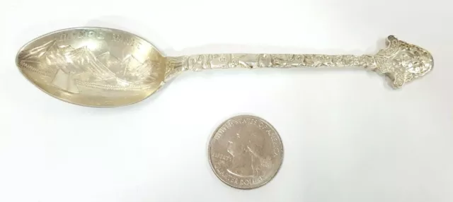 Sterling Silver Totem Pole Pioneer Square Seattle Olympic Range Souvenir Spoon35