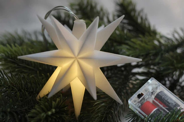 LED Stern weiß 12 cm Batteriebetrieb Timer 6/18 Stunden Weihnachtsstern