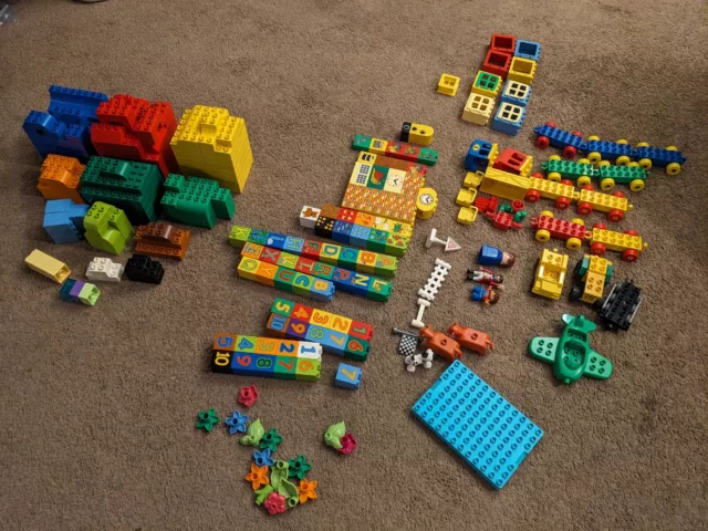 Over 10 lbs Pounds of LEGO Duplo Pieces Bulk Lot w/ Vehicles, Figures, Flowers