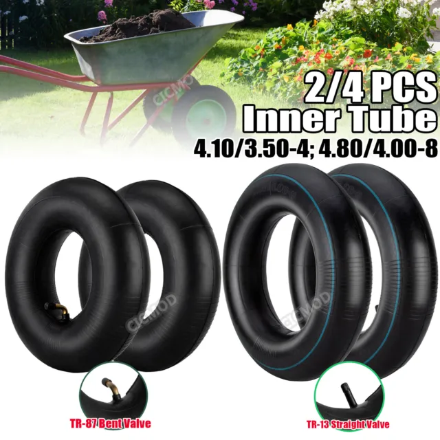 2/4x Heavy Duty Inner Tube 4.80/4.00-8, 4.10/3.50-4 for Lawn Mowers Hand Trolley