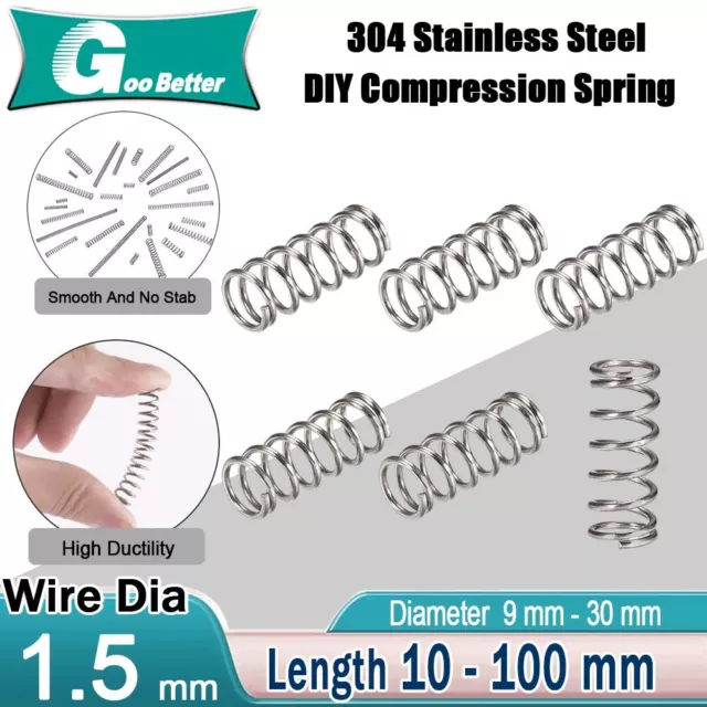 Compression Spring 1.5mm Wire Diameter & Length 5mm - 100mm Coil Return Springs