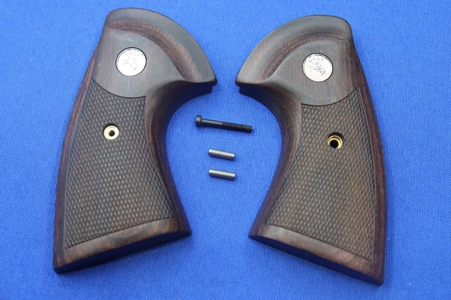 COLT MODEL PYTHON Revolver Grips Factory OEM Deluxe Checkered Wood w ...